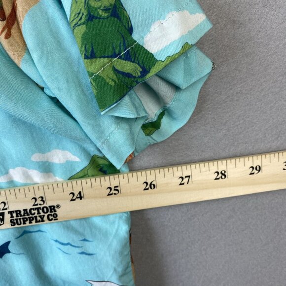 Disney Moana Hawaiian Shirt Women Plus 2X Tropical Short Sleeve Blue Maui Heihei - Picture 7 of 8